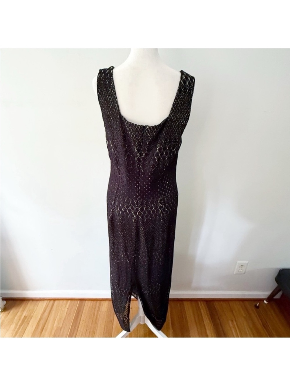 Vintage Women 90s Y2K Crochet Sequin Maxi Dress 12 Evening Whimsigoth Fairy Goth - Picture 5 of 7